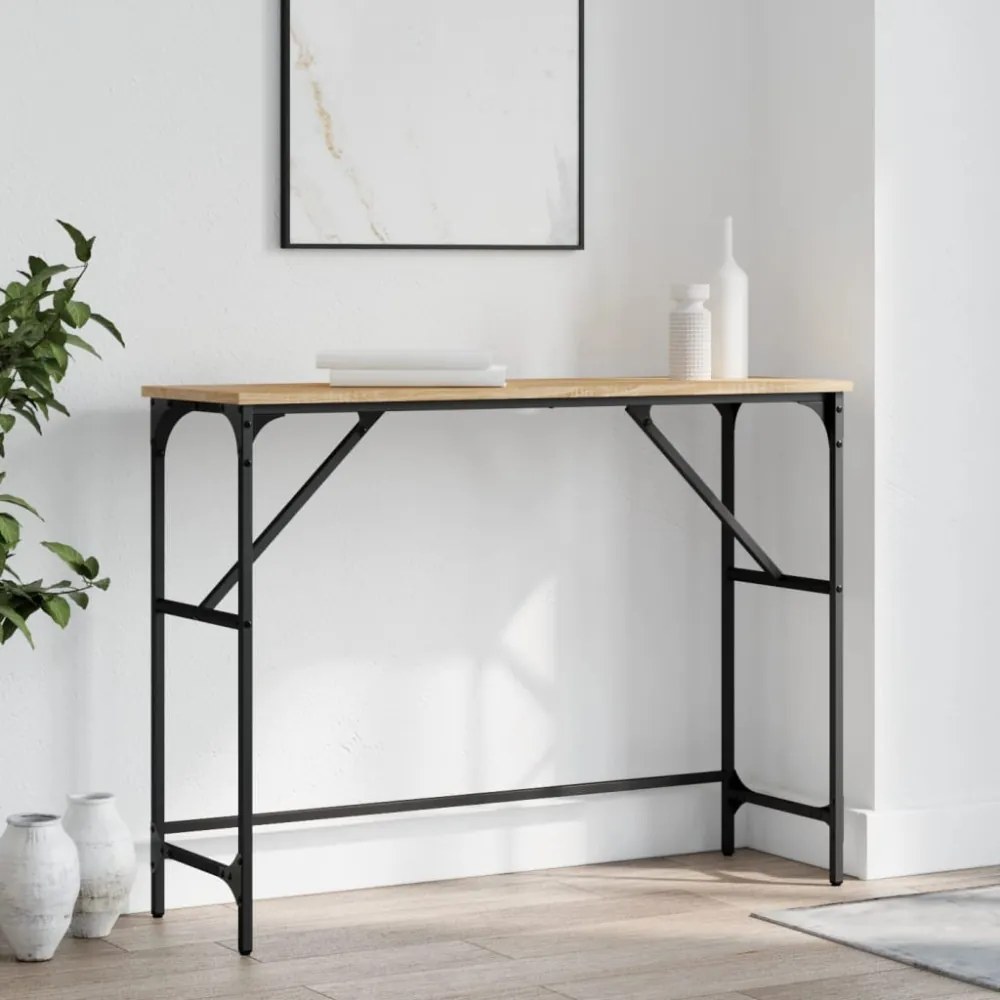 sonoma tölgy színű szerelt fa dohányzóasztal 100x32x75 cm