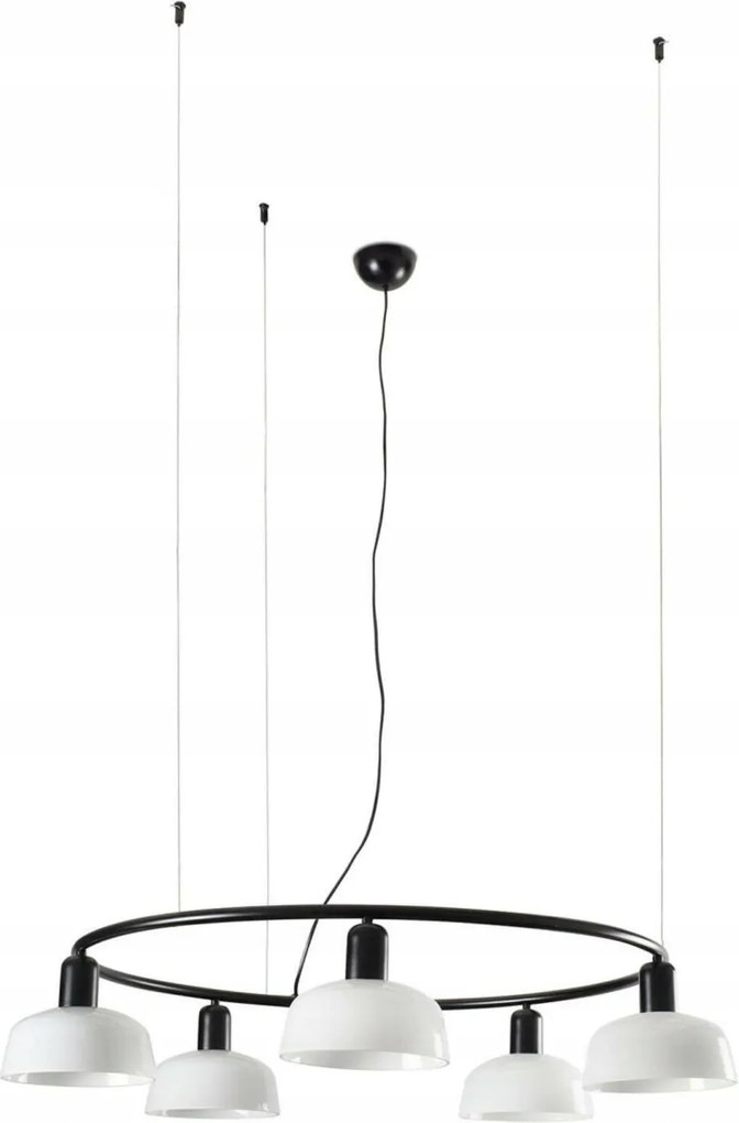 Körkörös függőlámpa Faro Tatawin S, 5xE27, fekete/opál, átmérő 90 cm
