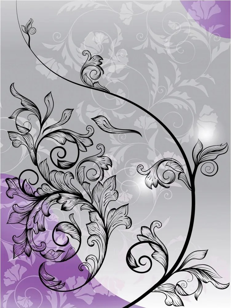 Fotótapéta Lila Virágok Absztrakt vinil 184x254 +ragasztó