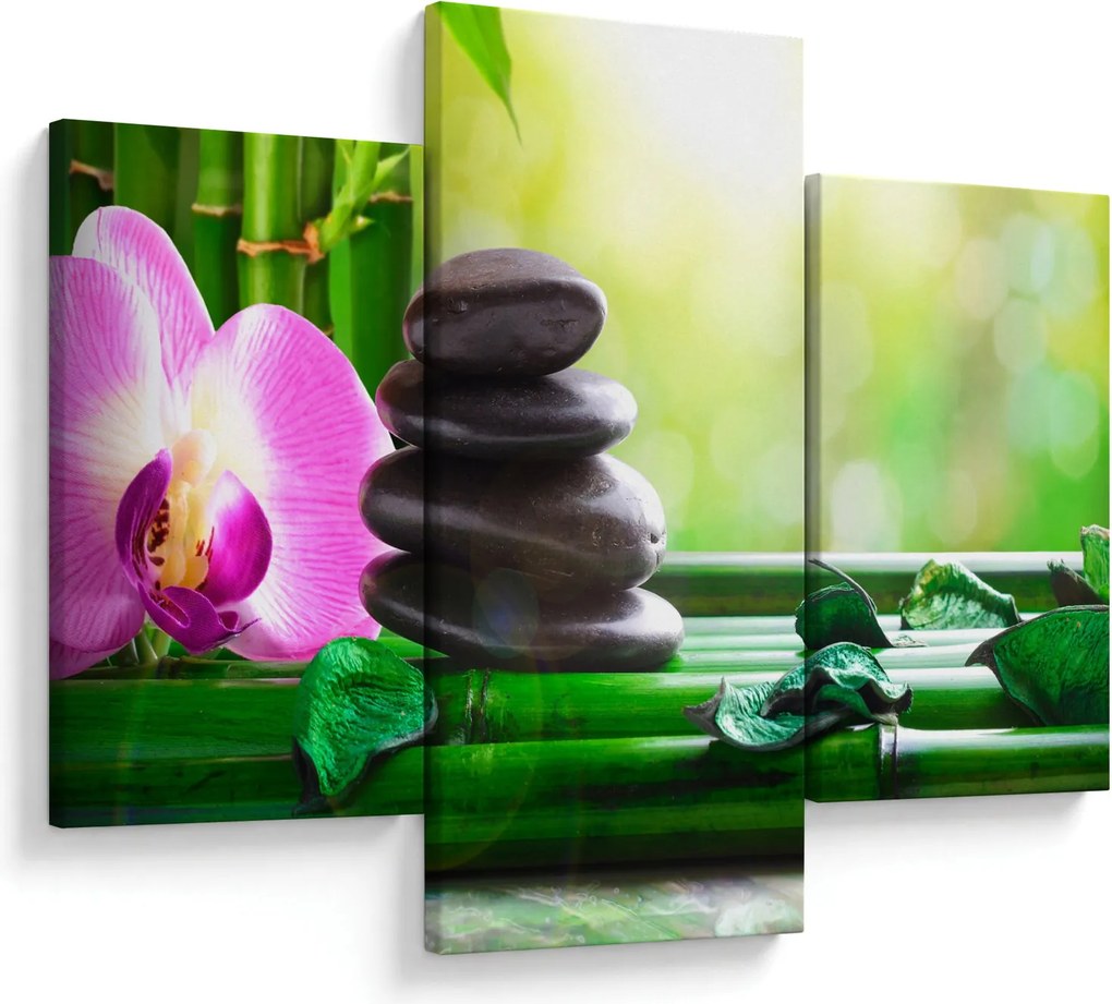 Kép a masszázs kövek és orchideák a vízen (90x60 cm)