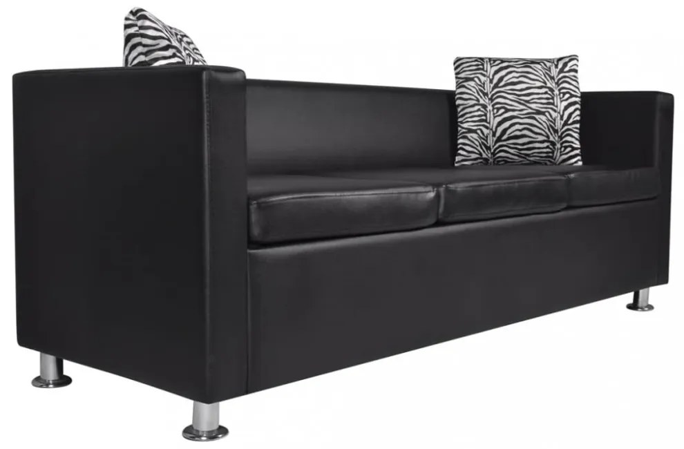 Feketet 3 személyes és 2 személyes műbőr kanapészett