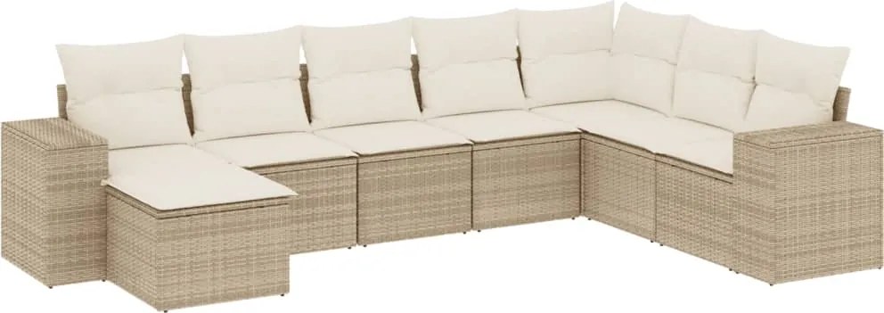 vidaXL 8 részes bézs polyrattan kerti ülőgarnitúra párnával