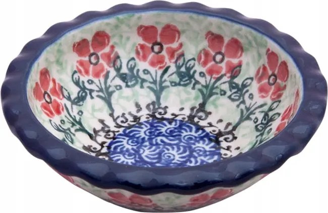 Tálka 9 cm Művészi kerámia Bolesławiec dek 1916 Virágok Liszt
