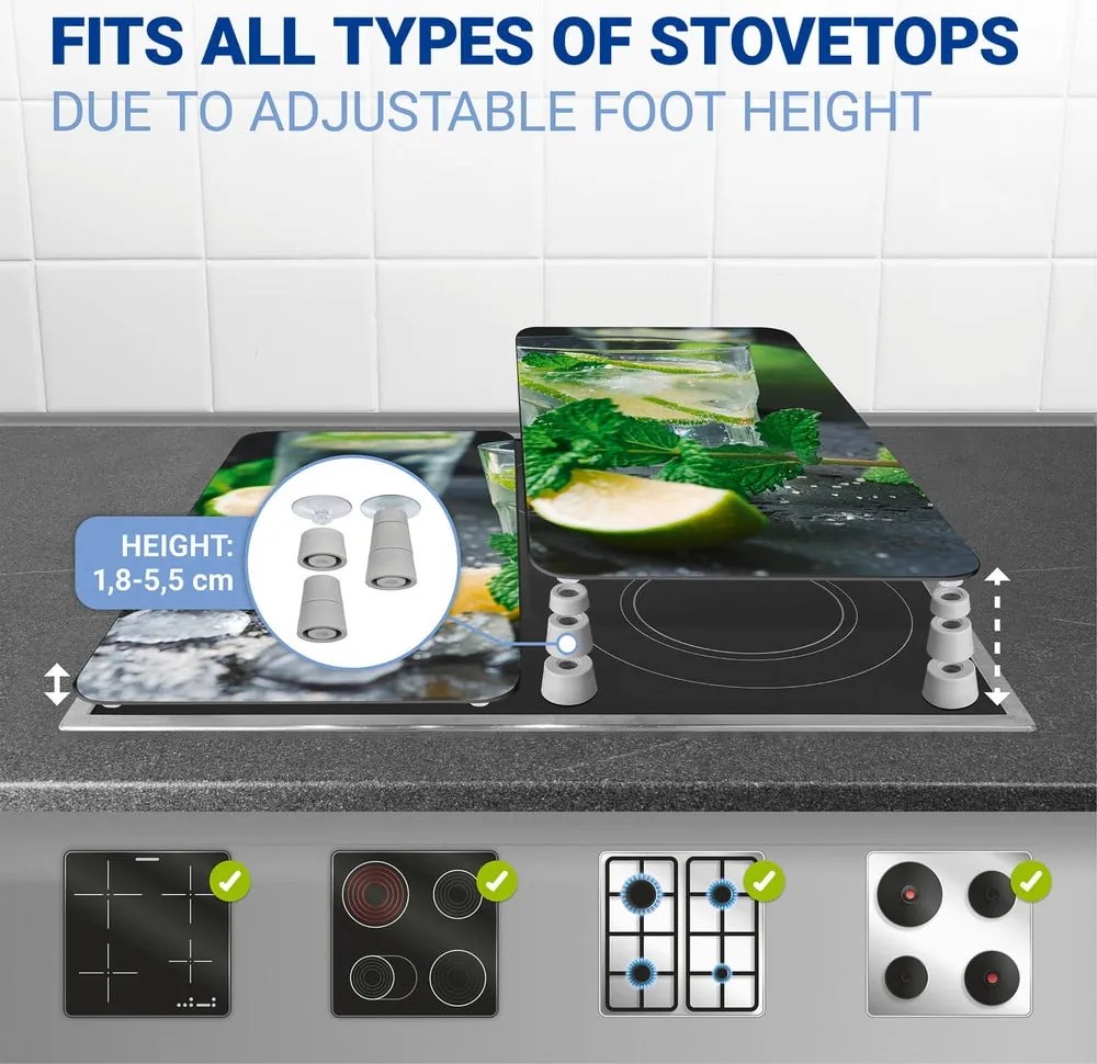 Edzett üveg tűzhely fedőlap szett 2 db-os 30x52 cm Mojitos – Wenko