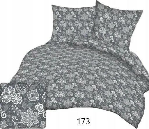 Ágyneműhuzat garnitúra 160x200 szürke grafit fehér virágos pamut Max