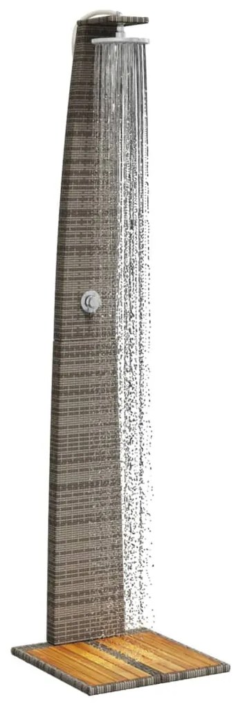 Szürke polyrattan és akácfa kültéri zuhanyzó 55 x 60 x 224 cm