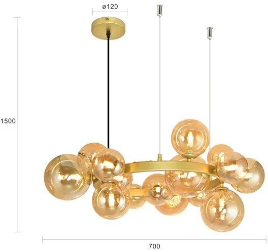Brilagi - LED Csillár zsinóron MILLA 15xG9/3W/230V arany