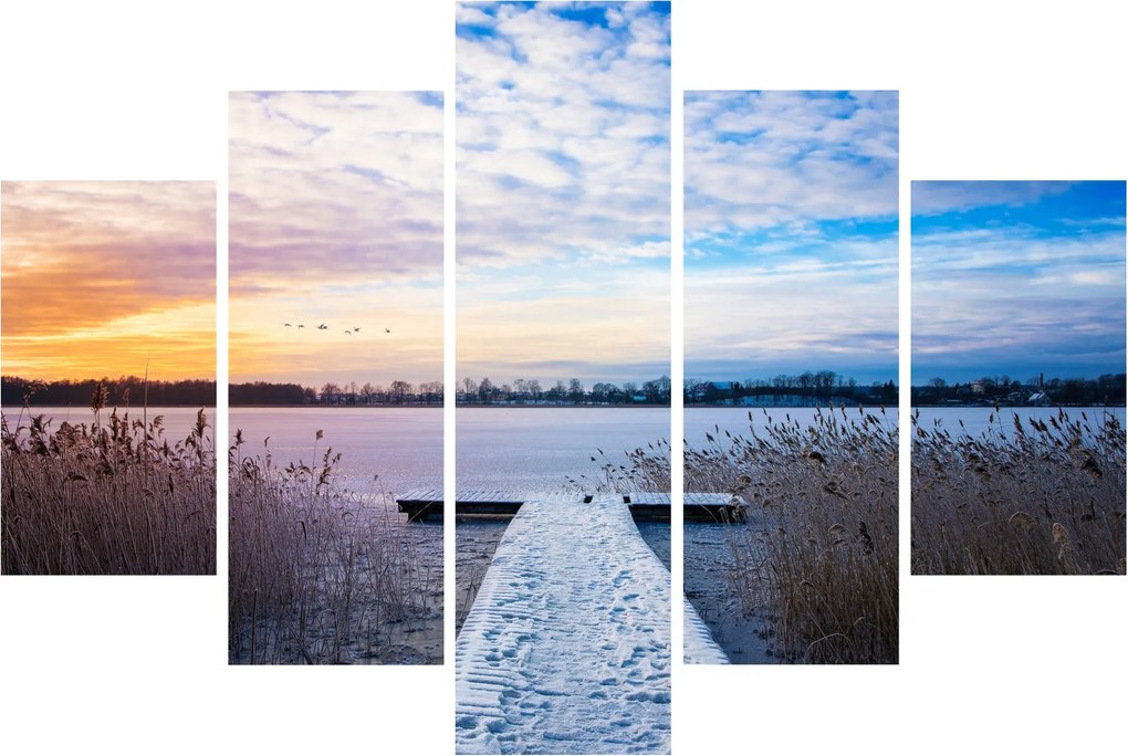 Kép - Befagyott tó, Ełk, Mazury, Lengyelország (150x105 cm)