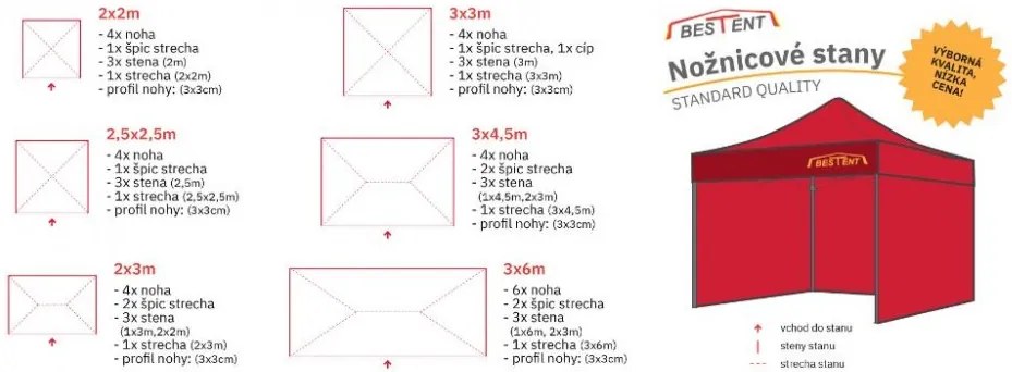 Összecsukható sátor 3x4,5 fehér SQ