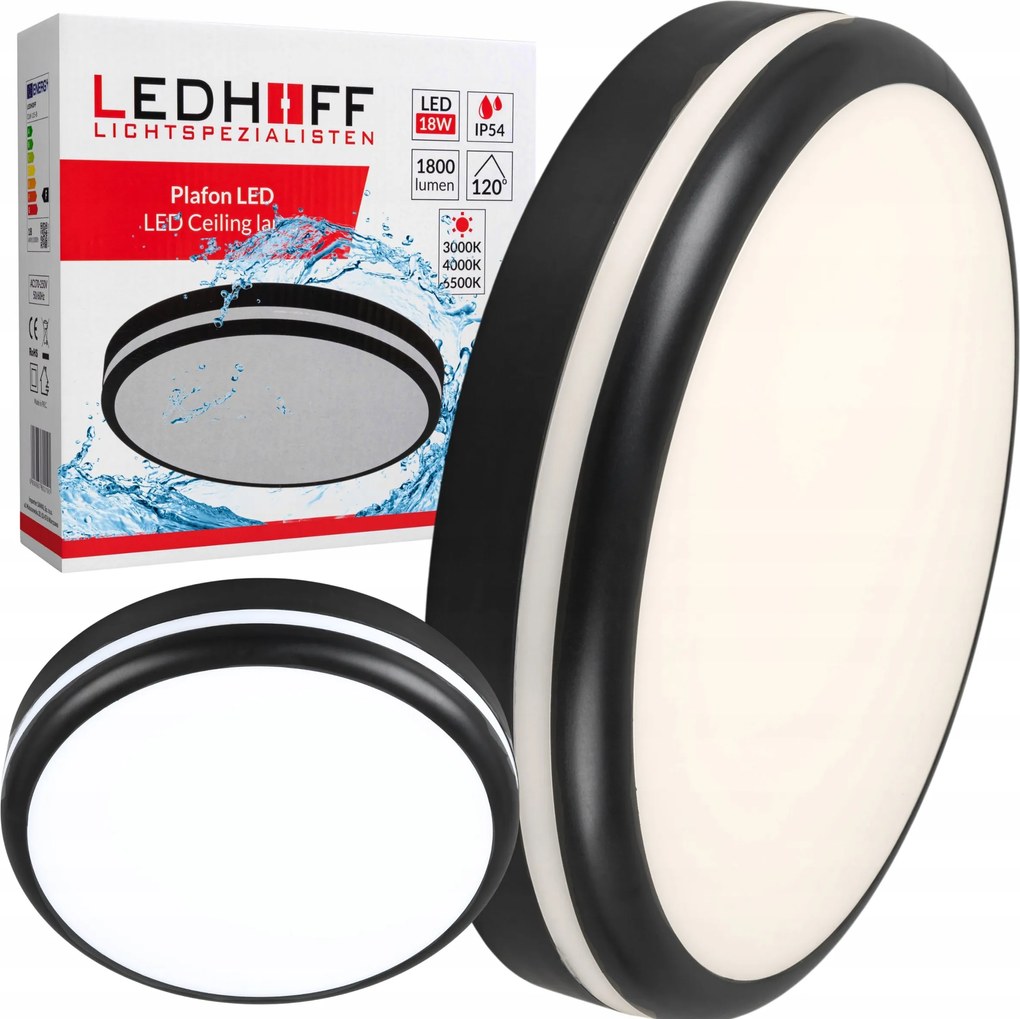 Mennyezeti lámpa Plafon Led kerek fürdőszoba kültéri 3 fényszín 18W