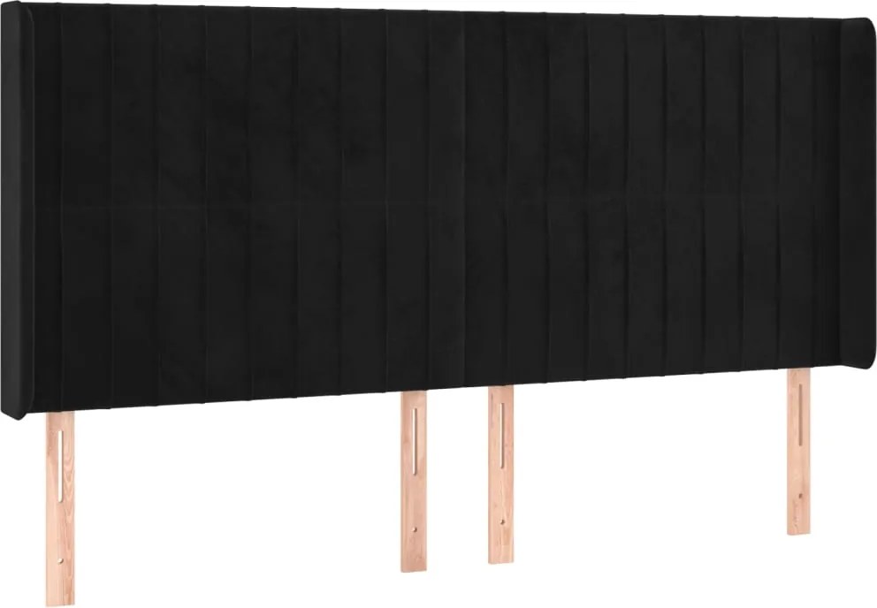 vidaXL fekete bársony fejtámla szárnyakkal 203x16x118/128 cm