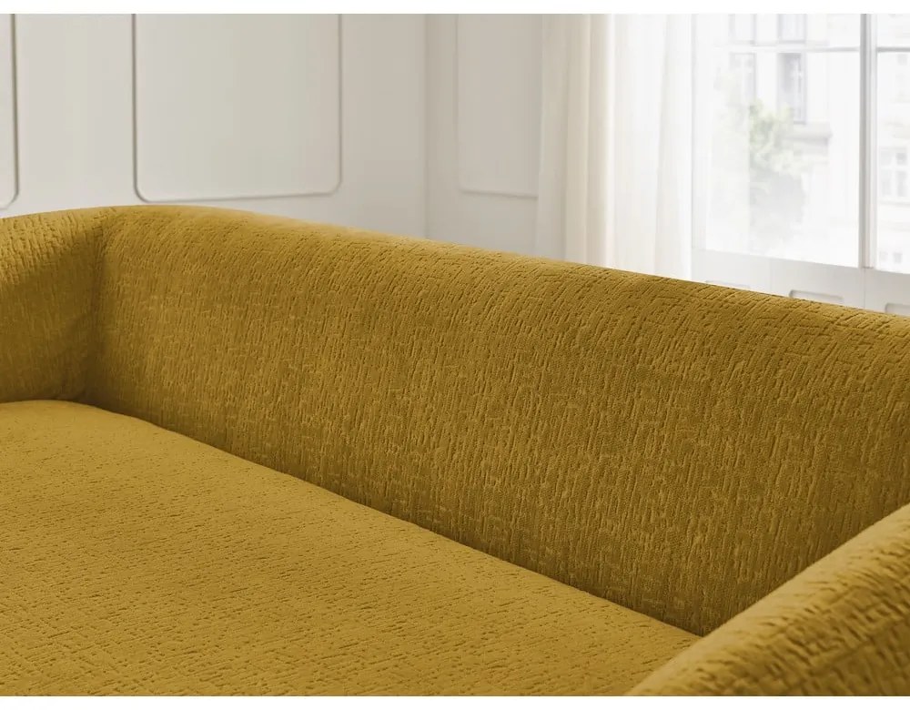 Mustársárga zsenília kinyitható kanapé 228 cm Neyo – Bobochic Paris