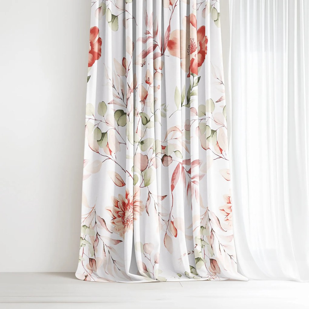 Goldea pamut drapéria deluxe - akvarell virágok 200x160 cm