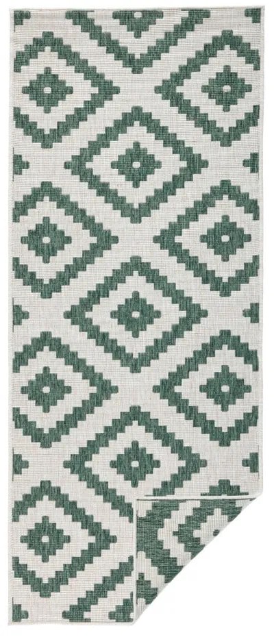 Malta zöld-krémszínű kültéri szőnyeg, 80 x 345 cm - NORTHRUGS