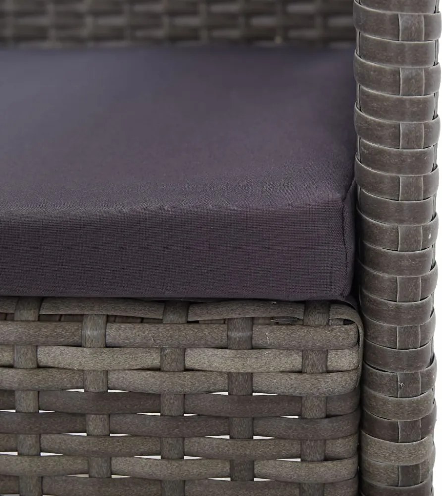 7 részes szürke polyrattan kültéri étkezőgarnitúra párnákkal