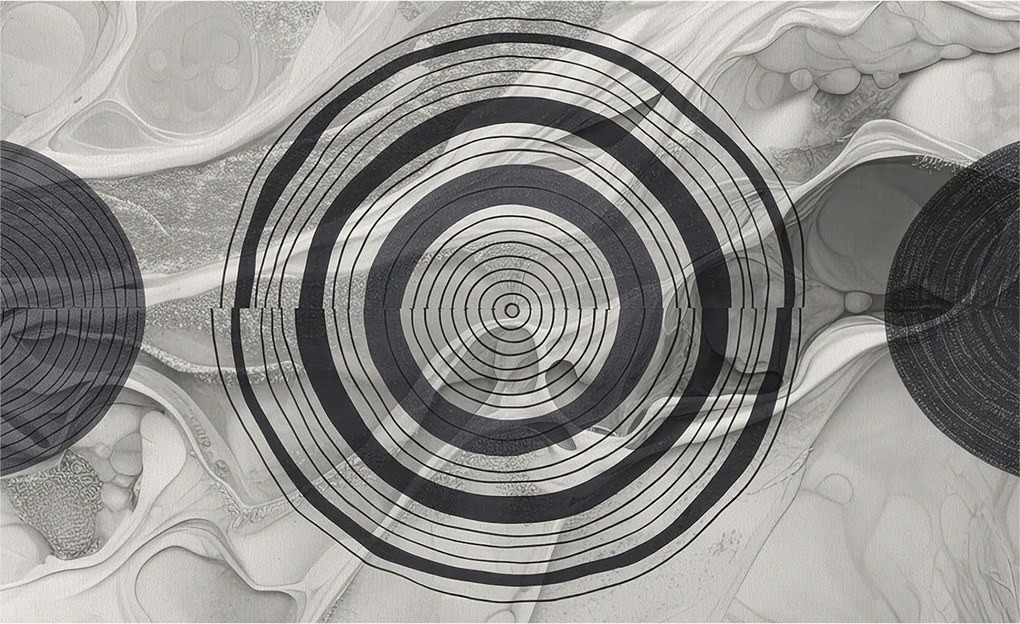 Dekoratív fotótapéta Furnér Flizelin Szürke körök 416x254 Ragasztó