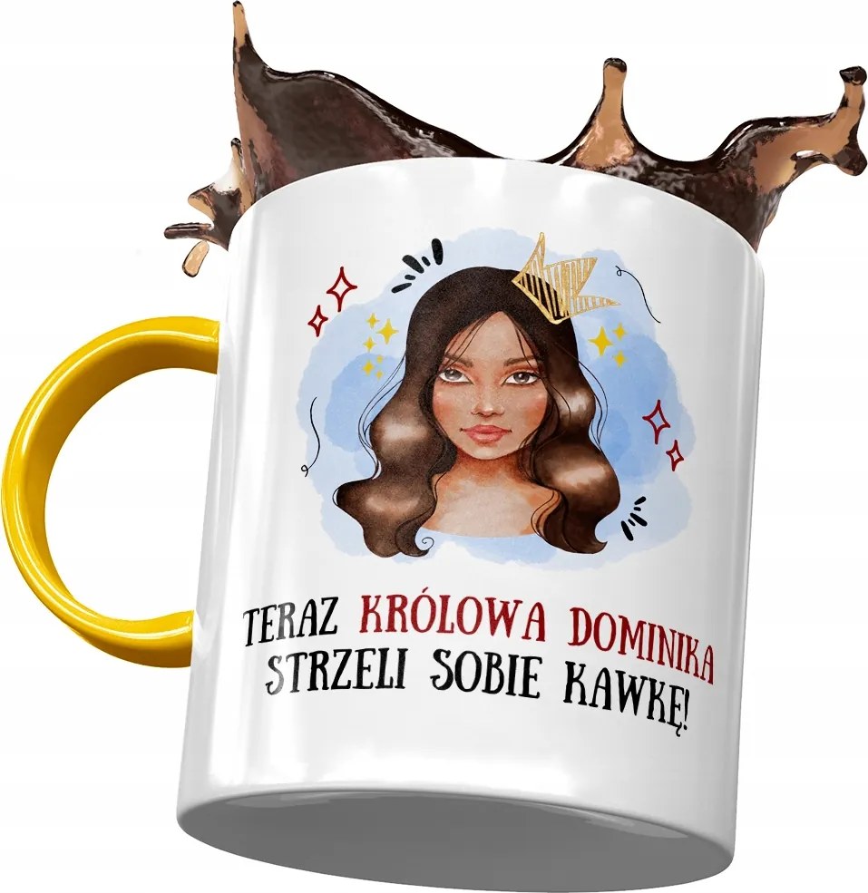 Sárga Bögre Dominikának Feleség Barátnőnek Ajándék Nyomtatott Fotóval