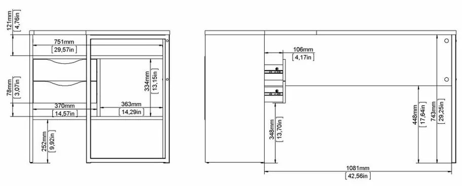 Felix Corner íróasztal, fekete matt / jackson hikorifa