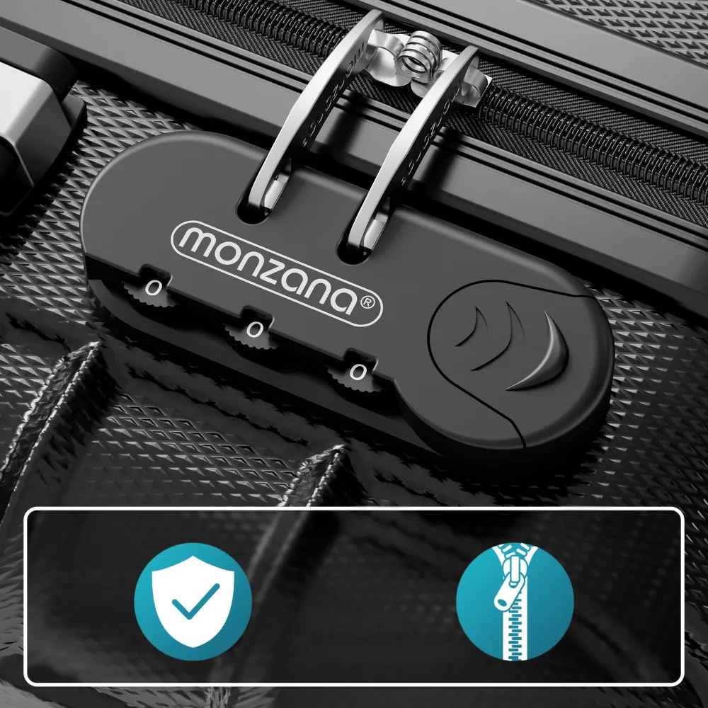 AERO keményfedeles bőröndszett, 4 részes, ABS, fekete Monzana