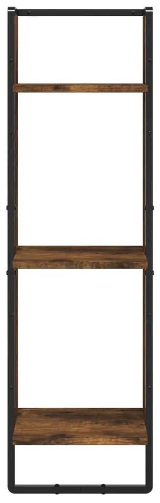 vidaXL 6 részes füstölt tölgy színű szerelt fa fali polc szett rúddal