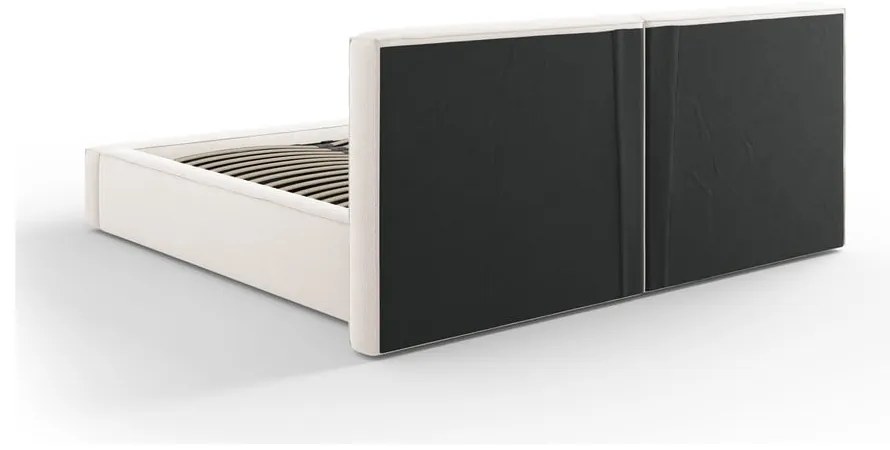 Bézs kárpitozott franciaágy tárolóhellyel, ágyráccsal 140x200 cm Arendal – Cosmopolitan Design