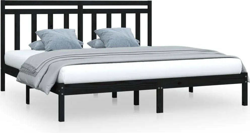 vidaXL fekete tömör fa ágykeret 200 x 200 cm