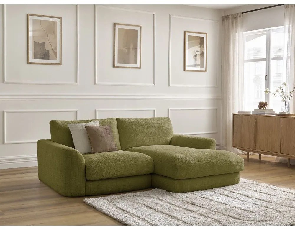 Khaki zsenília sarokkanapé (jobb oldali-heverő résszel) Leonore – Bobochic Paris