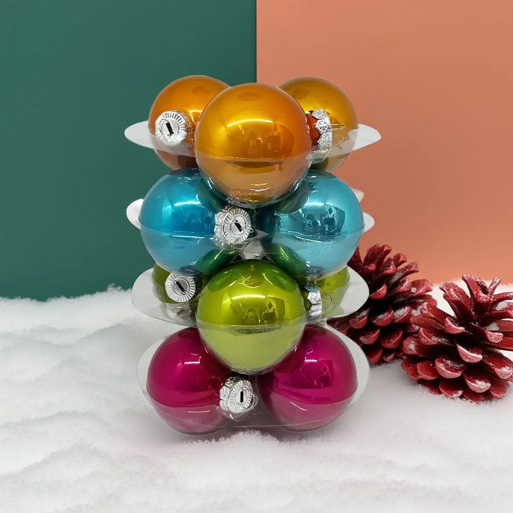 Happy Colours üveg karácsonyi gömb szett 12*6cm