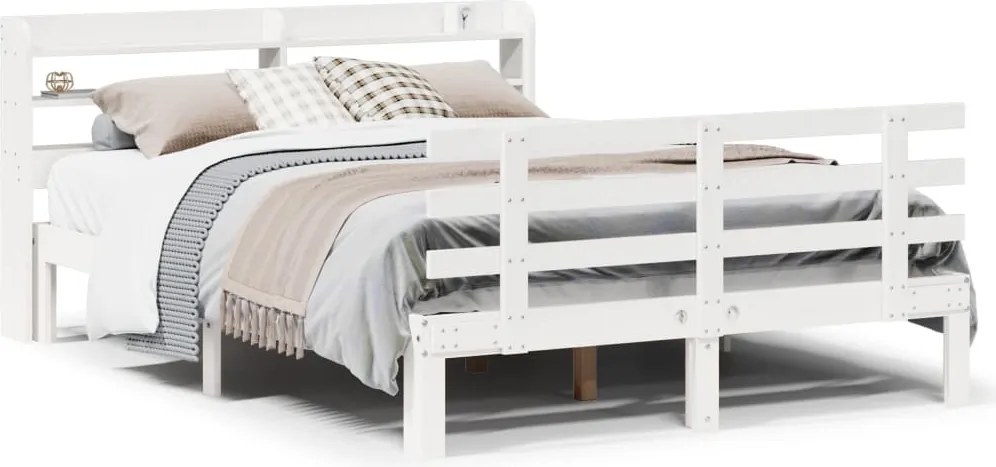 vidaXL fehér ágykeret fejtámlával matrac nélkül 140x190 cm