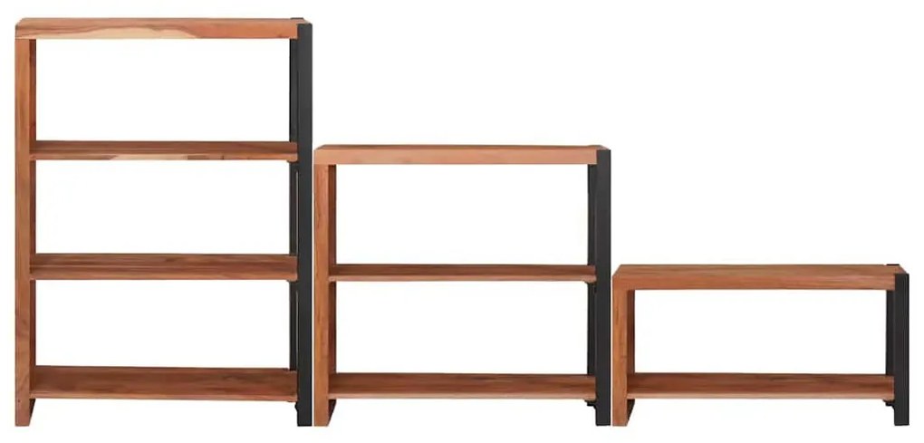 Könyvespolc 3 pcs Barna 80 x 30 x 110 cm Tömör akácfa