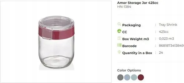 Tároló tégely 425cc légmentesen záródó fedéllel