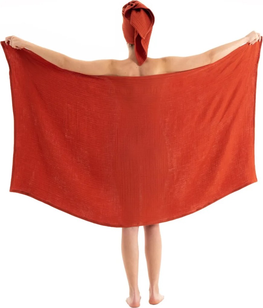 Muslin törülköző, téglavörös, 100×160 cm
