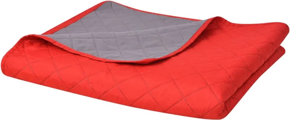 vidaXL 170x210 cm kétoldalas steppelt ágytakaró vörös és szürke