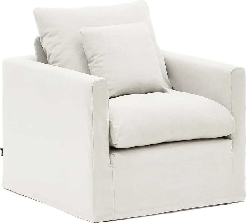 Fehér len fotel Nora – Kave Home
