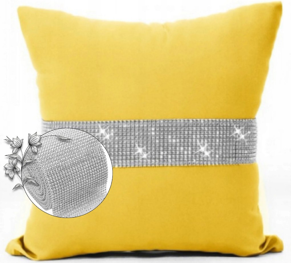 Dekoratív párnahuzat cirkóniákkal 40x40 Diamant sima párnahuzat cirkónia kövekkel