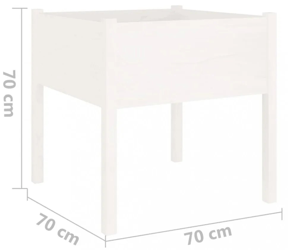 2 db fehér tömör fenyőfa kerti virágtartó 70 x 70 x 70 cm