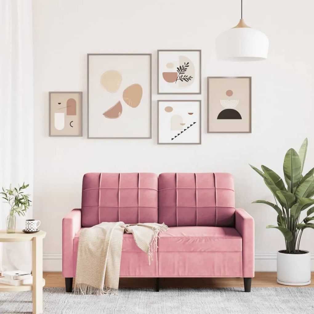 kétszemélyes rózsaszín bársony kanapé 120 cm
