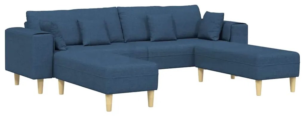 Szövet kanapé párnával 3 pcs Kék 208 cm szövet