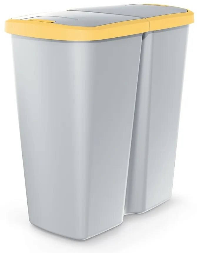 Szürke DUO szemetes, 45 l, sárga / szürke