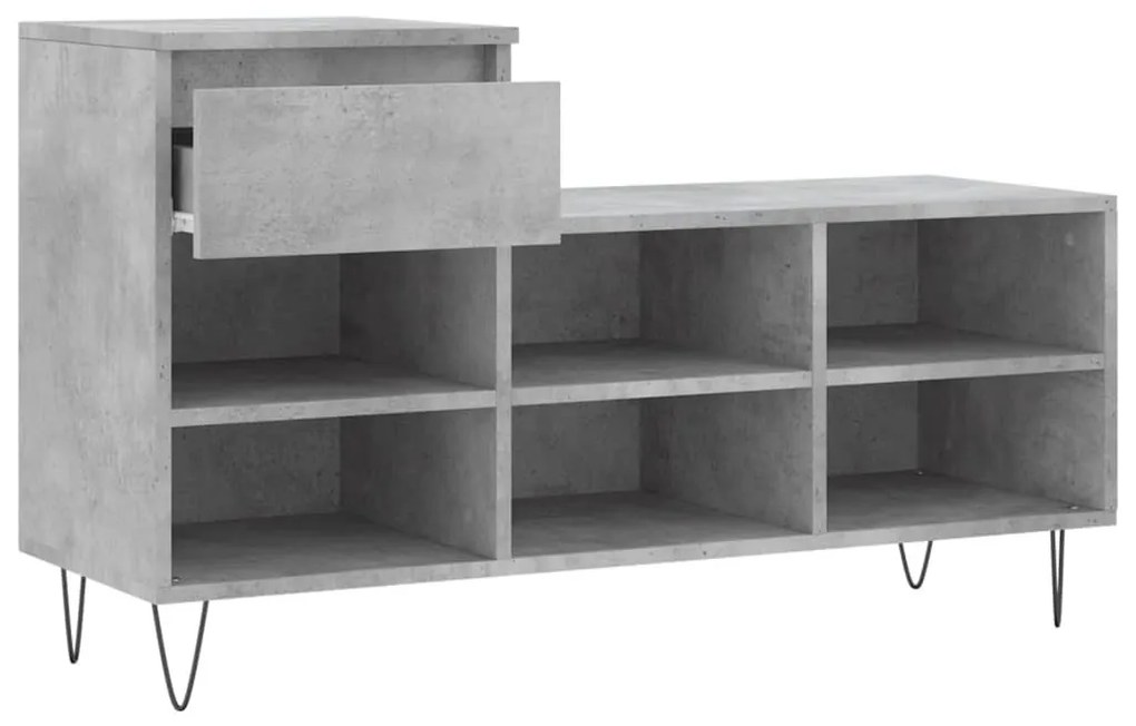 vidaXL betonszürke szerelt fa cipőszekrény 102x36x60 cm