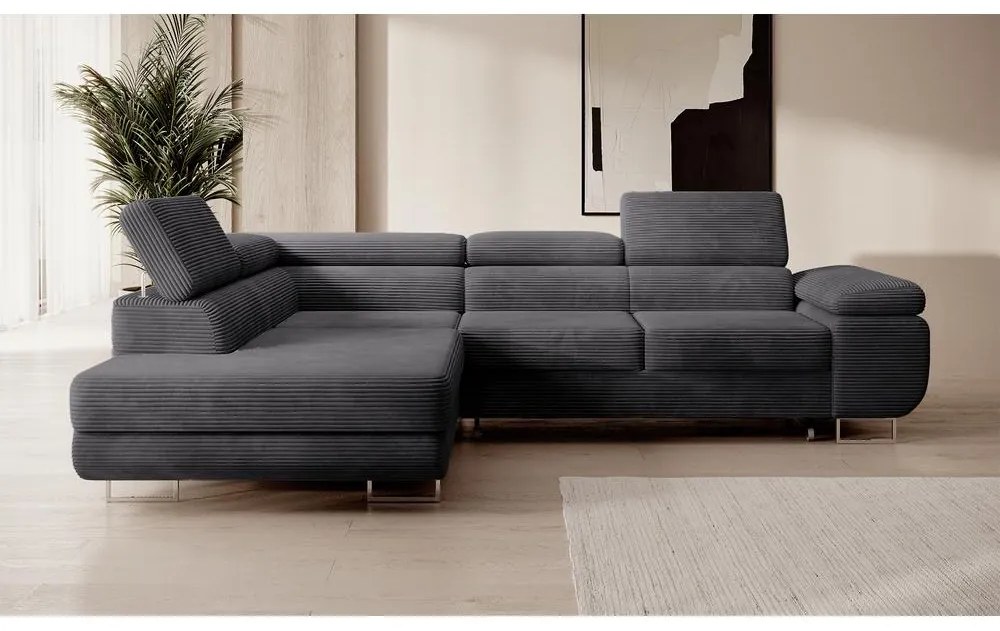 Sarokkanapé Stiletto (B) (sötétszürke + ezüst). Akció -15%. 1099702