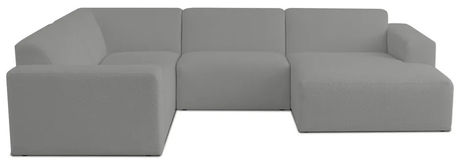 Szürke buklé sarokkanapé (U alakú) Roxy – Scandic