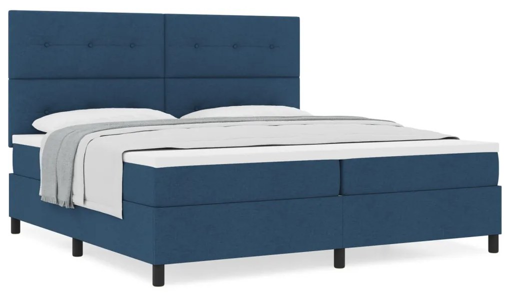 Boxspring Ágy Matraccal Kék 200x200 cm Szövet