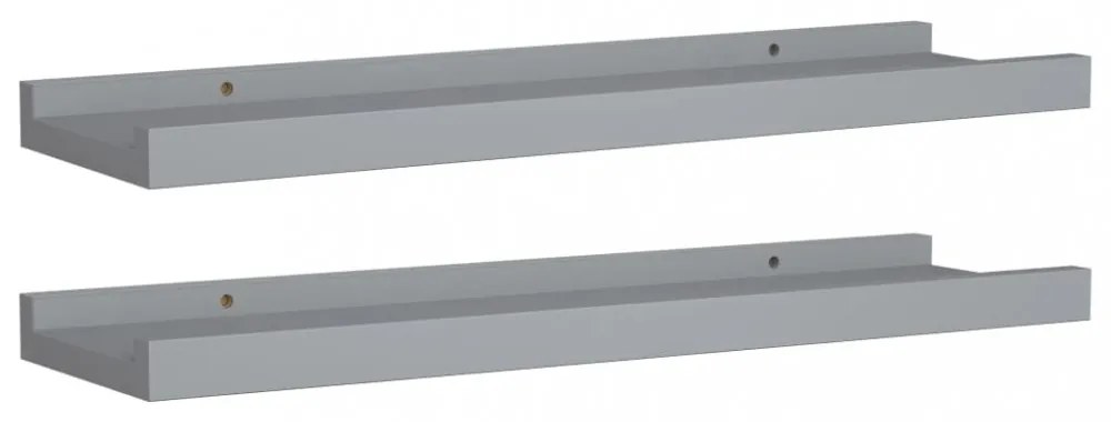 2 db szürke MDF szegélypolc képkeretekhez 40 x 9 x 3 cm