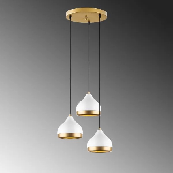 Csillár kábellel YILDO 3xE27/40W/230V fehér/arany