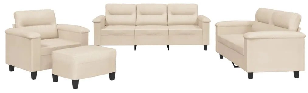 4 részes bézs mikroszálas szövet ülőgarnitúra párnákkal