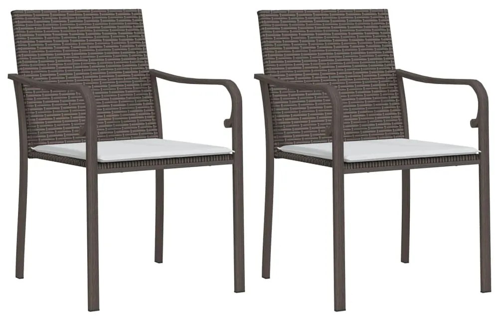 vidaXL 2 db barna polyrattan kerti szék párnával 56 x 59 x 84 cm