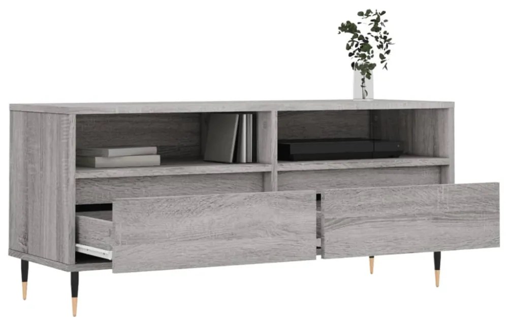 szürke sonoma színű szerelt fa TV-szekrény 100x34,5x44,5 cm