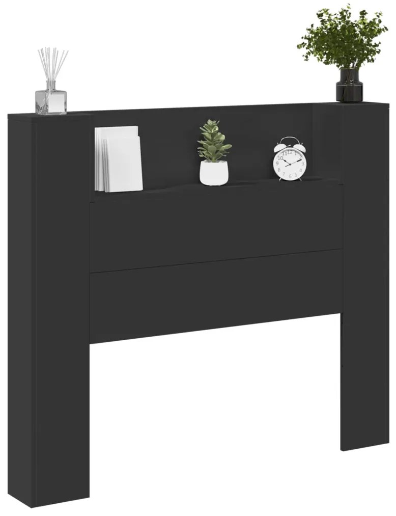 Fejtámla LED -es lámpákkal Fekete 120 x 16,5 x 103,5 cm Faanyag