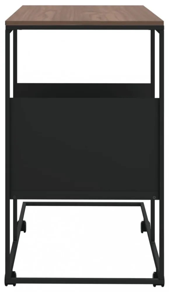 fekete szerelt fa kisasztal kerekekkel 55x36x63,5 cm
